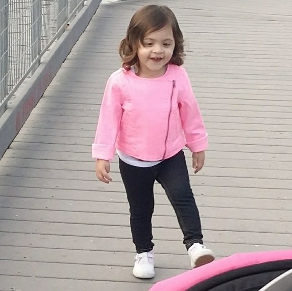 Pink denim biker style jacket - Picture 4 of 4